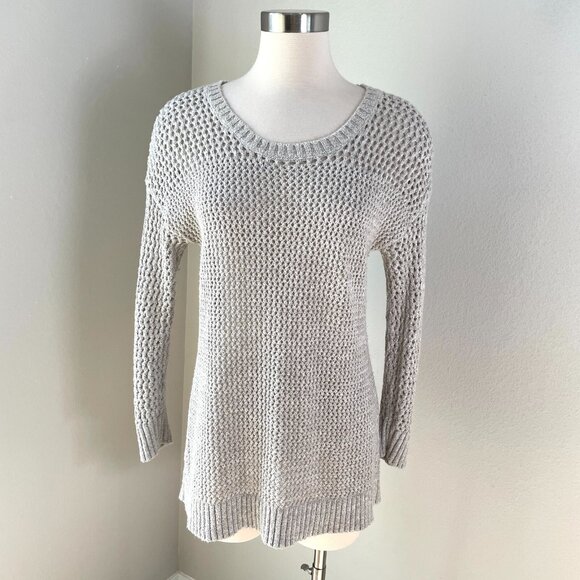 Lucky Brand Womens Medium Tan Lace Up Back Sweater Long Sleeve Knit Top - Picture 1 of 8